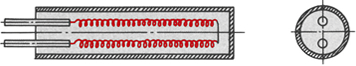 共通端子　2心コイル式両端子型シーズヒーター・ヒーター断面図